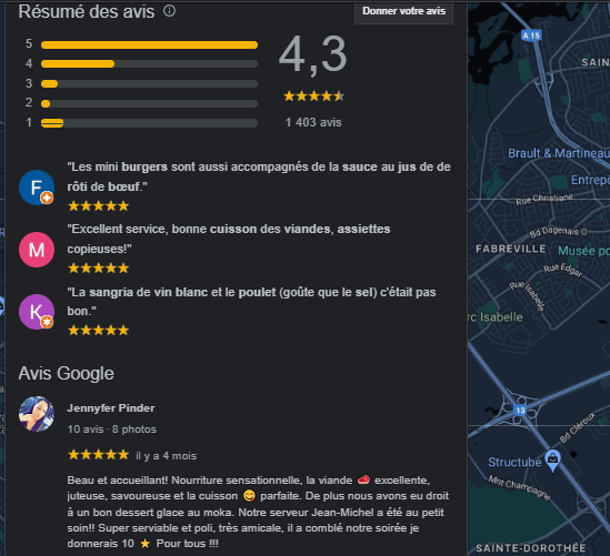 Les clients peuvent laisser des commentaires sur votre entreprise.