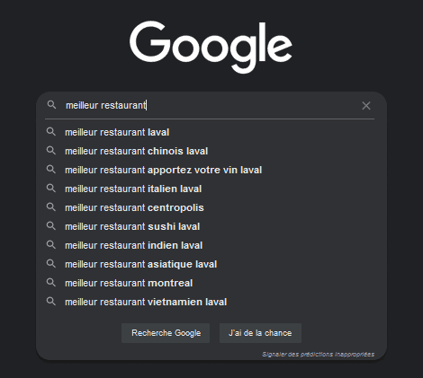 Trouvez des mots-clés avec l'aide de la saisie semi-automatique de Google.