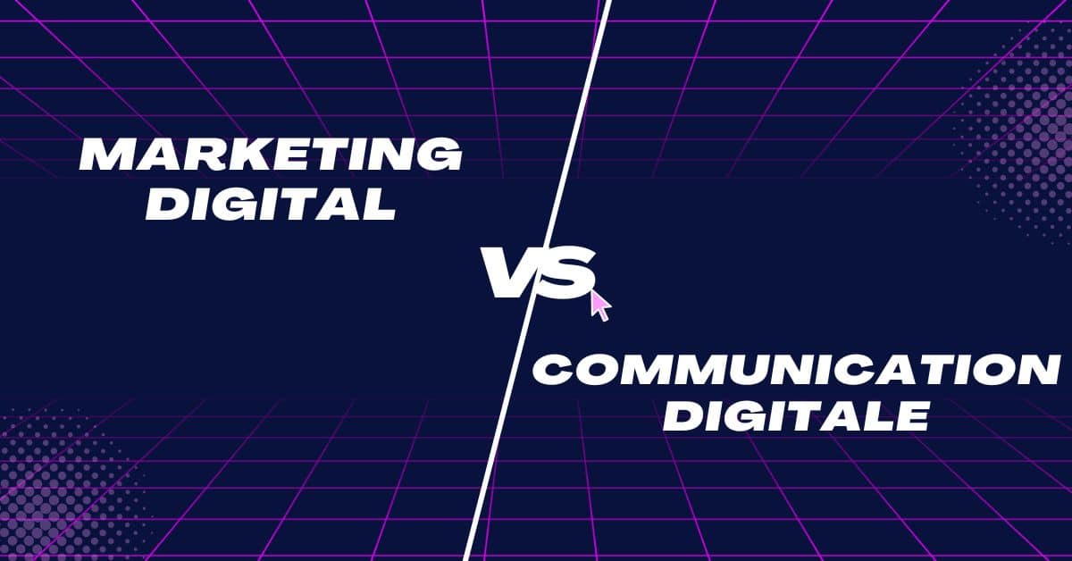 marketing-digital-vs-communication-digital Featured Image d'un article qui a pour but de comparer le marketing digital à la communication digitale